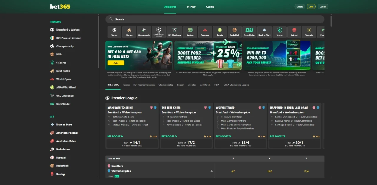Bet365 Casino Homepage