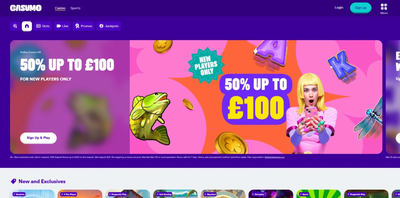 Casumo Casino Homepage