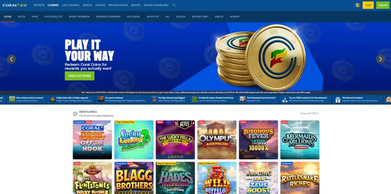 Coral Casino Homepage