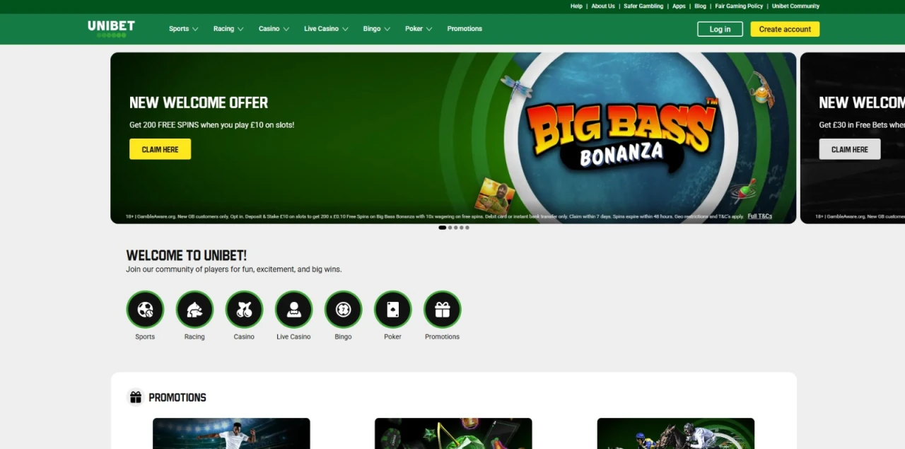 Unibet Casino Homepage